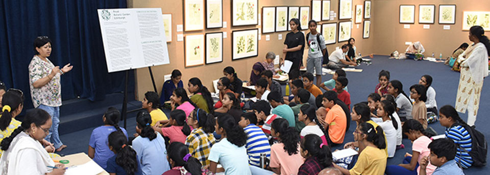 Botanical art workshop for school children, Heritage Telangana State Museum, 2019